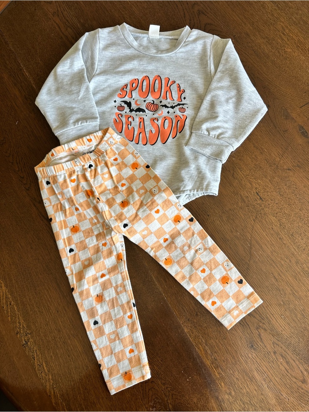 Spooky Season Kids Two-Piece Costume Set - Gray & Orange